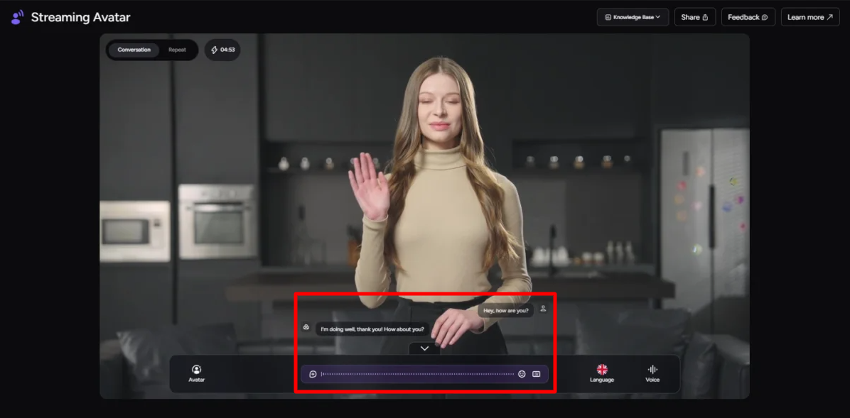 与 Akool 上的 AI 化身进行对话。
